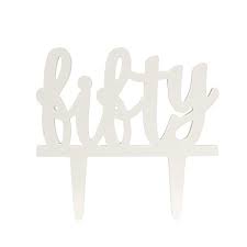 Cake Topper - "Fifty" - White